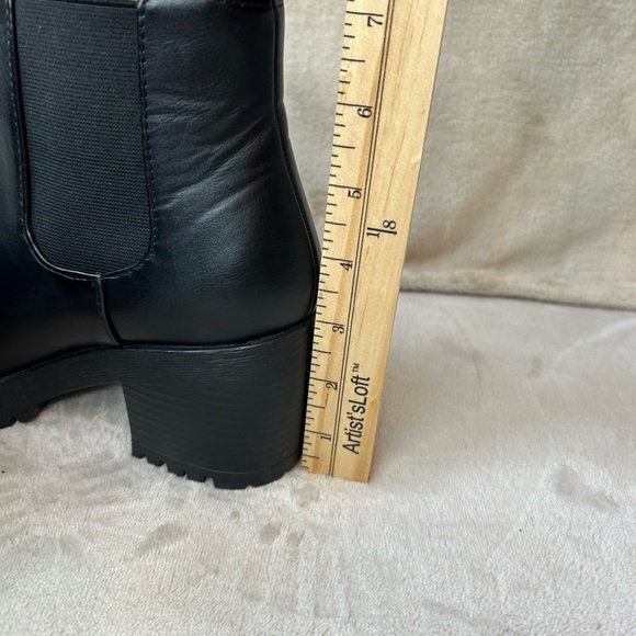 Soda Black Ankle Booties with Chunky Sole - Picture 4 of 10